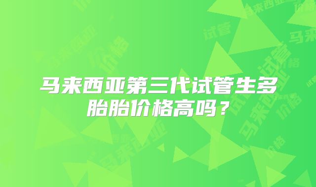 马来西亚第三代试管生多胎胎价格高吗？
