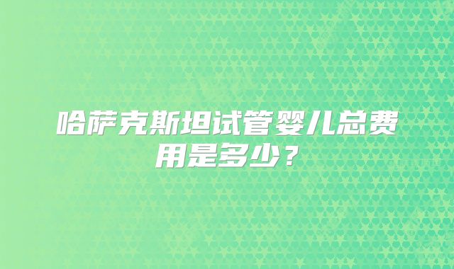 哈萨克斯坦试管婴儿总费用是多少？
