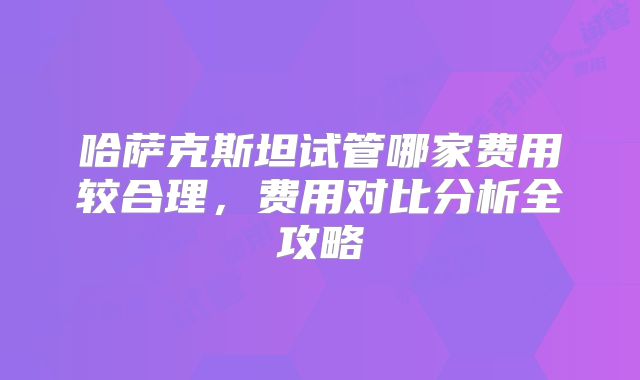 哈萨克斯坦试管哪家费用较合理,费用对比分析全攻略