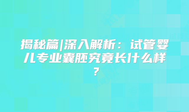 揭秘篇|深入解析：试管婴儿专业囊胚究竟长什么样？