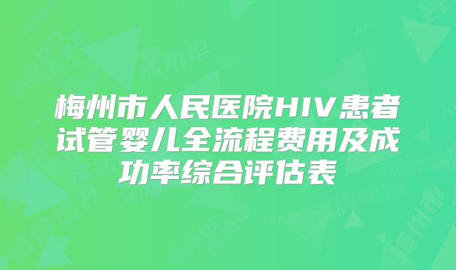 梅州市人民医院HIV患者试管婴儿全流程费用及成功率综合评估表