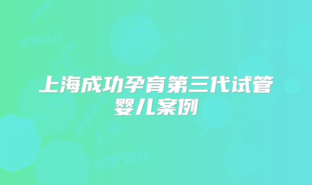 上海成功孕育第三代试管婴儿案例