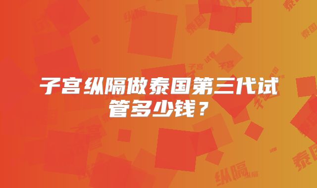 子宫纵隔做泰国第三代试管多少钱?