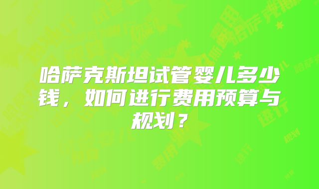 哈萨克斯坦试管婴儿多少钱,如何进行费用预算与规划?