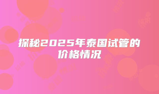 探秘2025年泰国试管的价格情况
