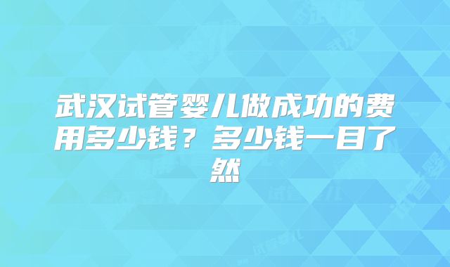 武汉试管婴儿做成功的费用多少钱?多少钱一目了然