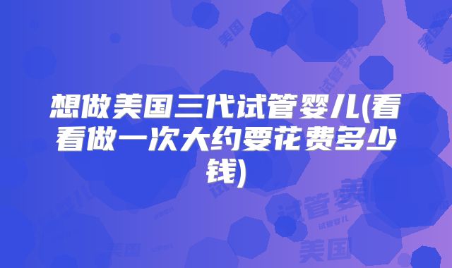想做美国三代试管婴儿(看看做一次大约要花费多少钱)