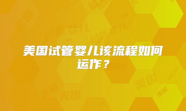 美国试管婴儿该流程如何运作?