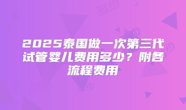2025泰国做一次第三代试管婴儿费用多少？附各流程费用