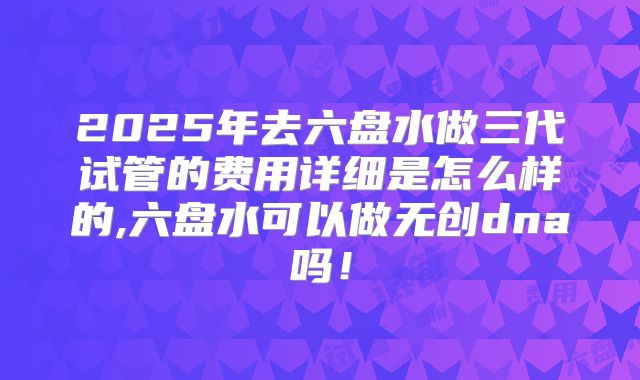 2025年去六盘水做三代试管的费用详细是怎么样的,六盘水可以做无创dna吗!