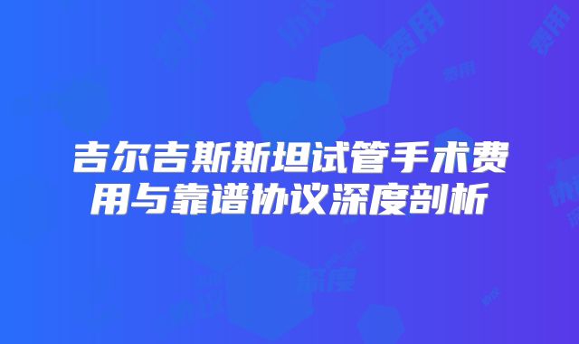 吉尔吉斯斯坦试管手术费用与靠谱协议深度剖析