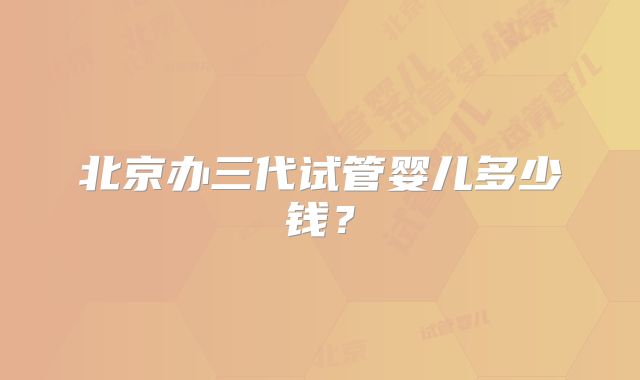 北京办三代试管婴儿多少钱?