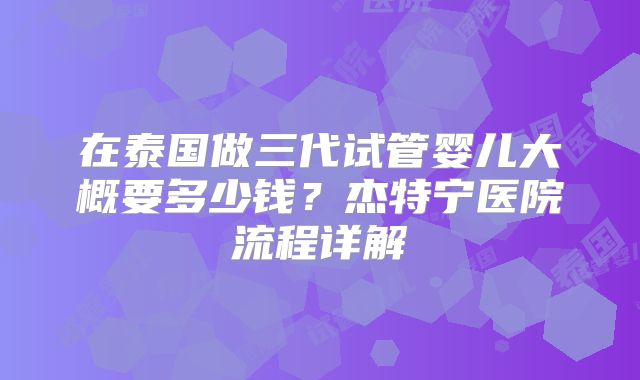 在泰国做三代试管婴儿大概要多少钱?杰特宁医院流程详解