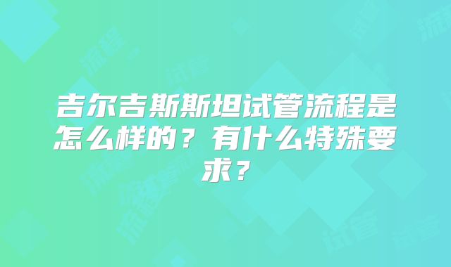 吉尔吉斯斯坦试管流程是怎么样的？有什么特殊要求？