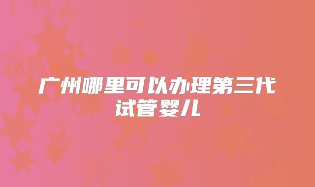 广州哪里可以办理第三代试管婴儿