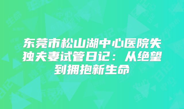 东莞市松山湖中心医院失独夫妻试管日记:从绝望到拥抱新生命