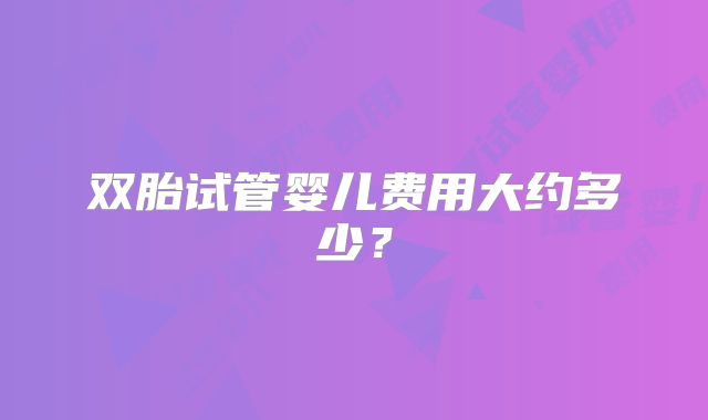 双胎试管婴儿费用大约多少?