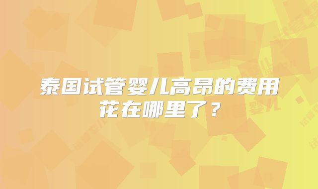 泰国试管婴儿高昂的费用花在哪里了?