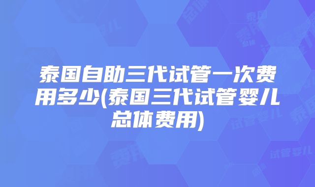 泰国自助三代试管一次费用多少(泰国三代试管婴儿总体费用)