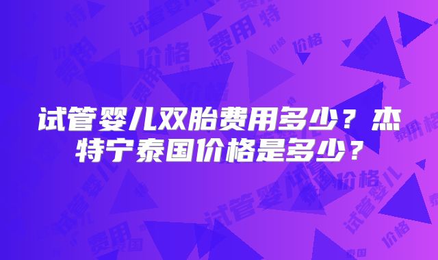 试管婴儿双胎费用多少?杰特宁泰国价格是多少?