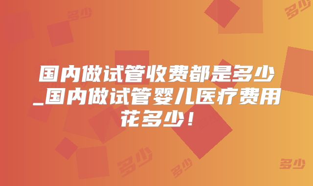 国内做试管收费都是多少_国内做试管婴儿医疗费用花多少!
