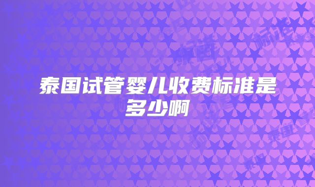 泰国试管婴儿收费标准是多少啊