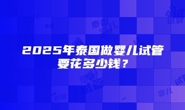2025年泰国做婴儿试管要花多少钱?