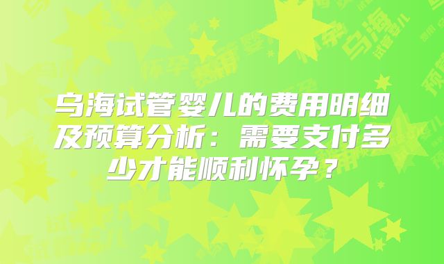 乌海试管婴儿的费用明细及预算分析:需要支付多少才能顺利怀孕?