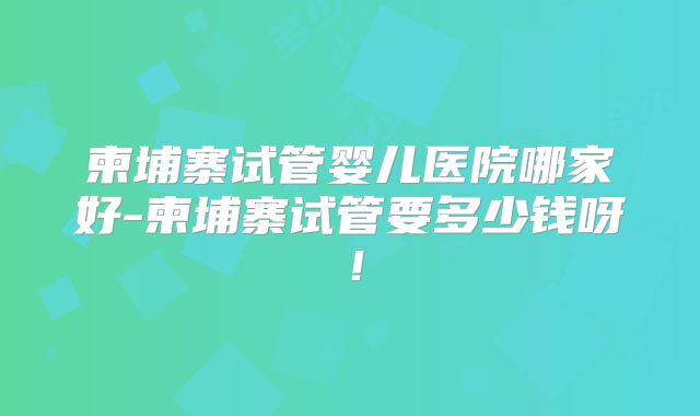 柬埔寨试管婴儿医院哪家好-柬埔寨试管要多少钱呀!
