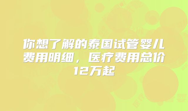 你想了解的泰国试管婴儿费用明细,医疗费用总价12万起