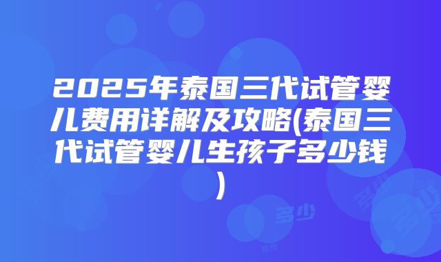 2025年泰国三代试管婴儿费用详解及攻略(泰国三代试管婴儿生孩子多少钱)