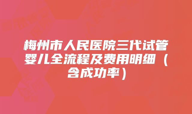 梅州市人民医院三代试管婴儿全流程及费用明细（含成功率）