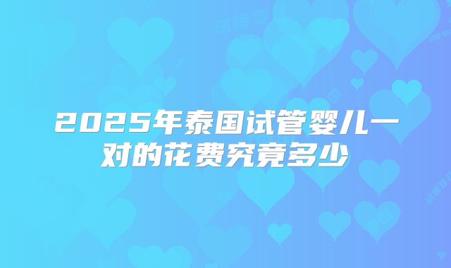 2025年泰国试管婴儿一对的花费究竟多少