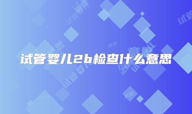 试管婴儿2b检查什么意思
