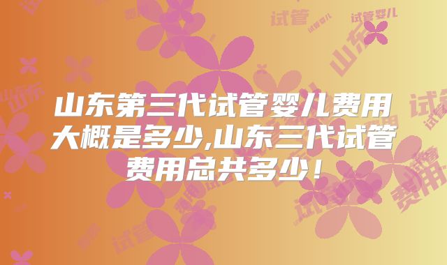 山东第三代试管婴儿费用大概是多少,山东三代试管费用总共多少！