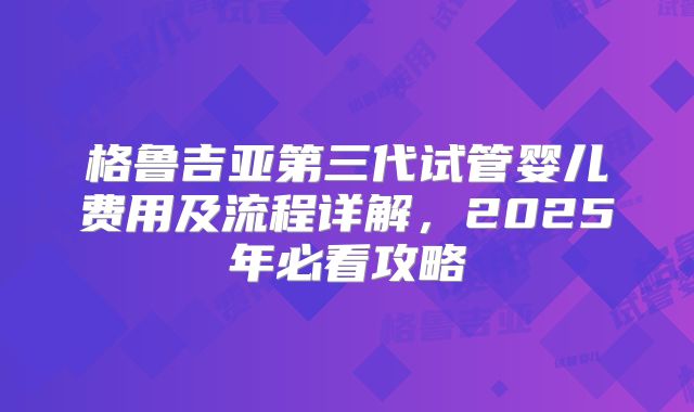 格鲁吉亚第三代试管婴儿费用及流程详解,2025年必看攻略