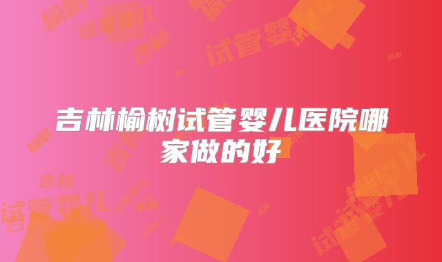 吉林榆树试管婴儿医院哪家做的好
