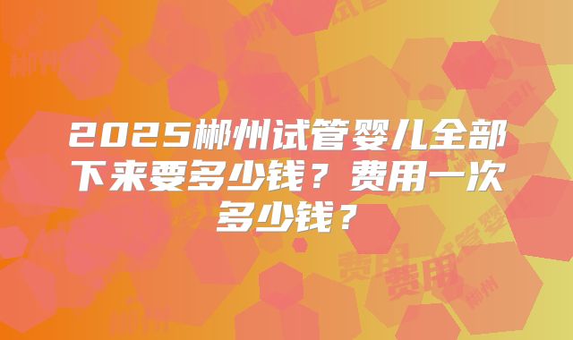 2025郴州试管婴儿全部下来要多少钱？费用一次多少钱？