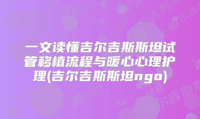 一文读懂吉尔吉斯斯坦试管移植流程与暖心心理护理(吉尔吉斯斯坦ngo)