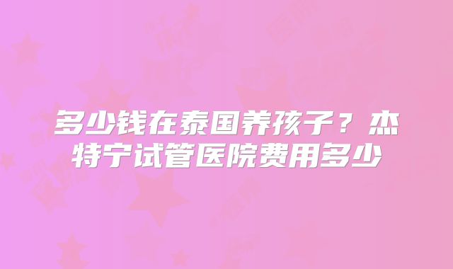 多少钱在泰国养孩子?杰特宁试管医院费用多少