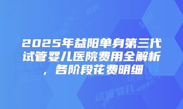 2025年益阳单身第三代试管婴儿医院费用全解析，各阶段花费明细