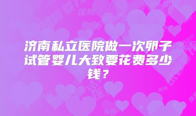 济南私立医院做一次卵子试管婴儿大致要花费多少钱?