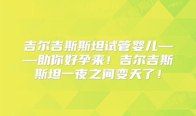 吉尔吉斯斯坦试管婴儿——助你好孕来！吉尔吉斯斯坦一夜之间变天了！