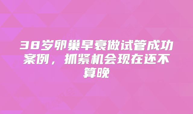 38岁卵巢早衰做试管成功案例，抓紧机会现在还不算晚