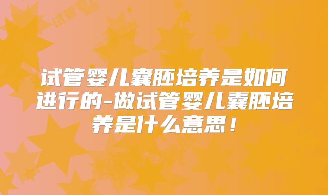 试管婴儿囊胚培养是如何进行的-做试管婴儿囊胚培养是什么意思！