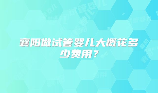 襄阳做试管婴儿大概花多少费用?