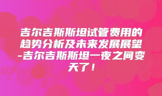 吉尔吉斯斯坦试管费用的趋势分析及未来发展展望-吉尔吉斯斯坦一夜之间变天了!
