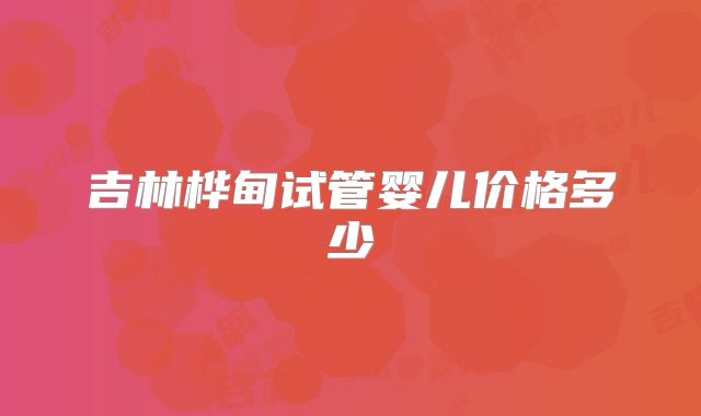 吉林桦甸试管婴儿价格多少