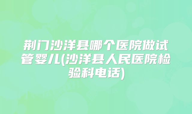荆门沙洋县哪个医院做试管婴儿(沙洋县人民医院检验科电话)