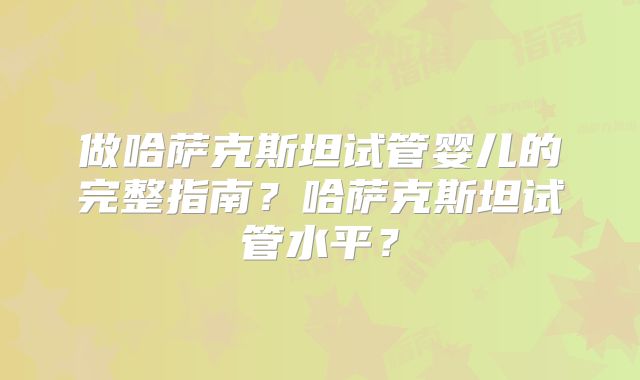 做哈萨克斯坦试管婴儿的完整指南？哈萨克斯坦试管水平？